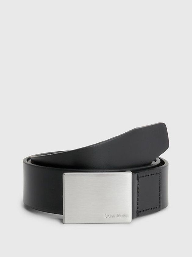 Calvin Klein USA Leather Plaque Mens Belt Black 4397816-AF